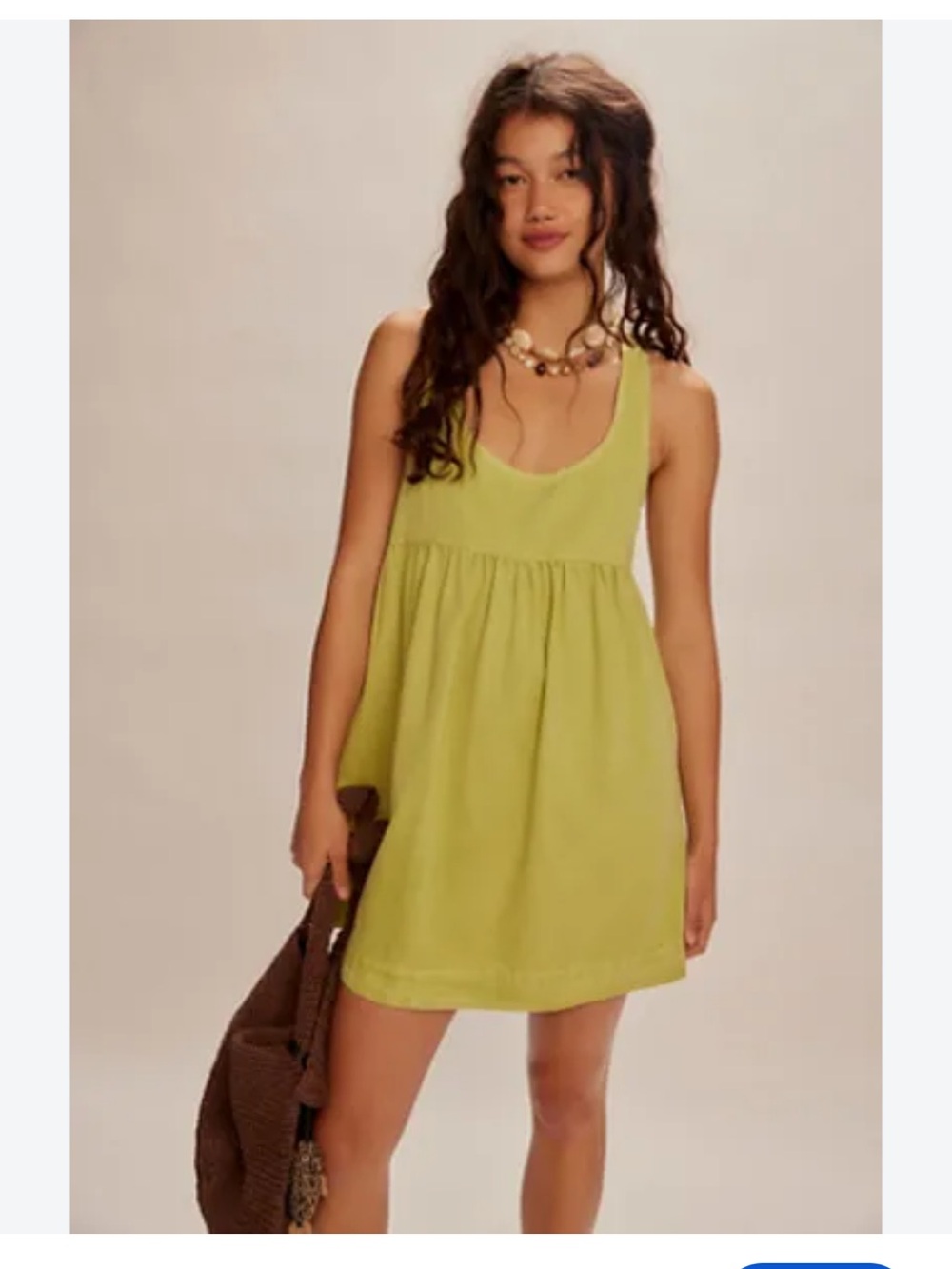 Free People Willow Tank Mini dress size M chartreuse/green
